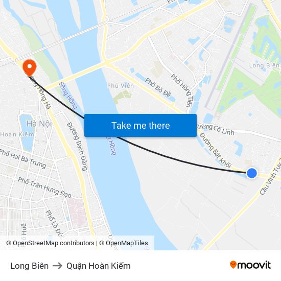 Long Biên to Quận Hoàn Kiếm map