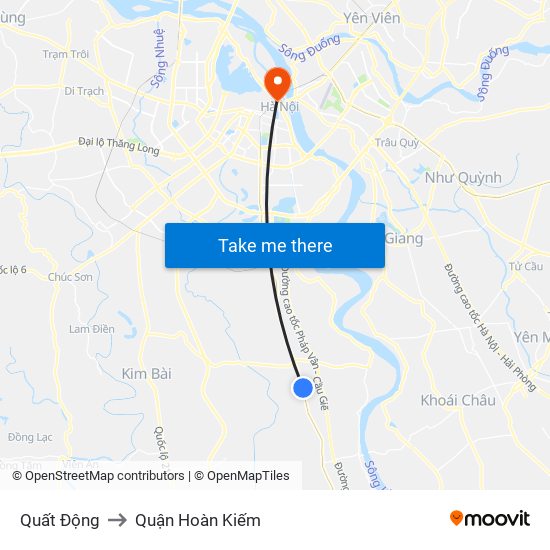 Quất Động to Quận Hoàn Kiếm map