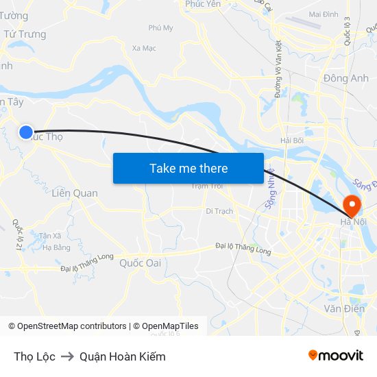 Thọ Lộc to Quận Hoàn Kiếm map