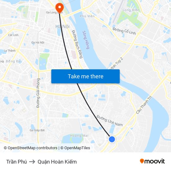 Trần Phú to Quận Hoàn Kiếm map