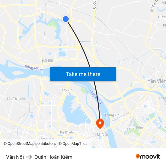 Vân Nội to Quận Hoàn Kiếm map