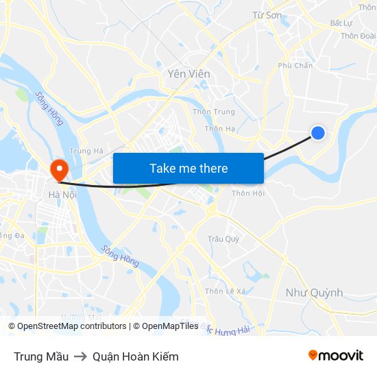 Trung Mầu to Quận Hoàn Kiếm map