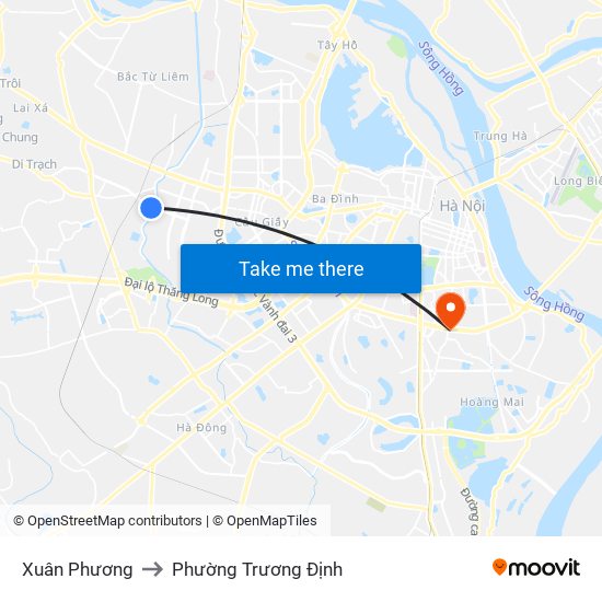 Xuân Phương to Phường Trương Định map