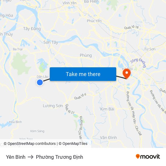 Yên Bình to Phường Trương Định map