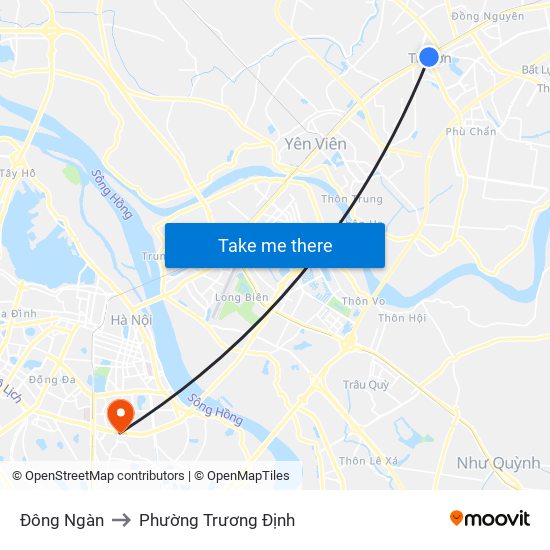 Đông Ngàn to Phường Trương Định map