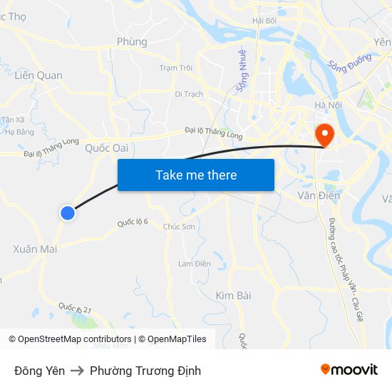 Đông Yên to Phường Trương Định map