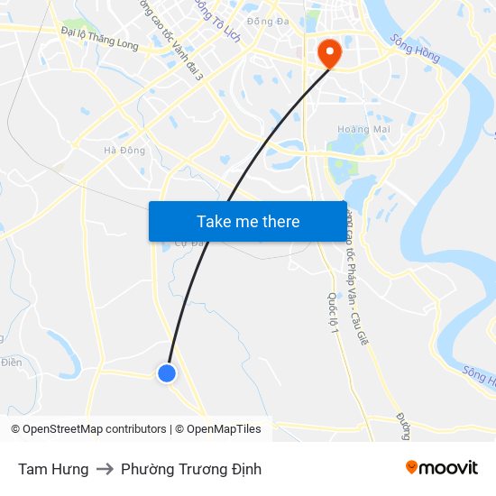 Tam Hưng to Phường Trương Định map