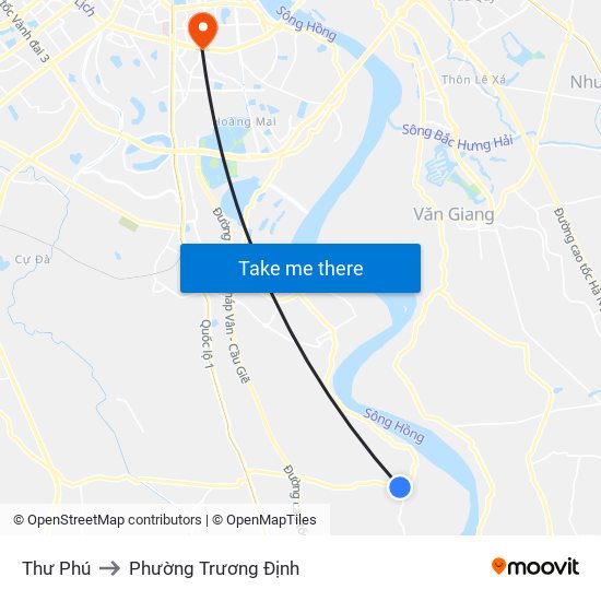Thư Phú to Phường Trương Định map