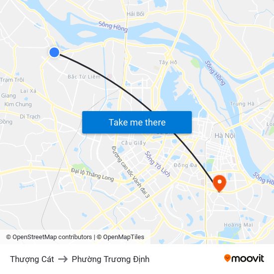 Thượng Cát to Phường Trương Định map