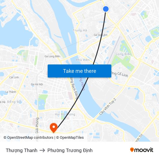 Thượng Thanh to Phường Trương Định map