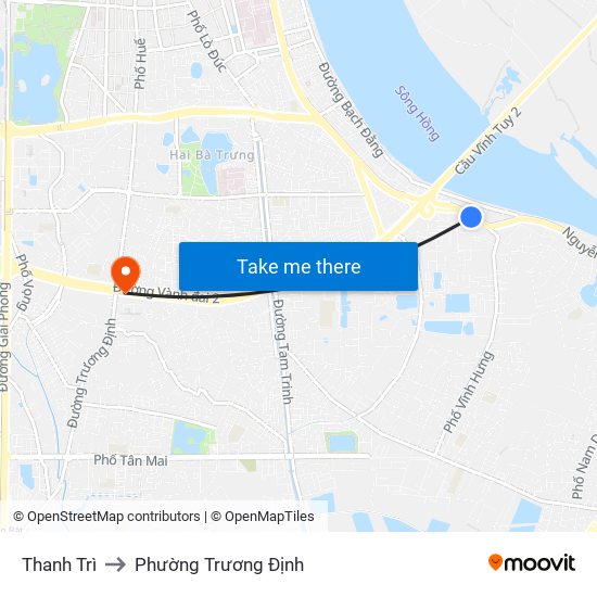 Thanh Trì to Phường Trương Định map