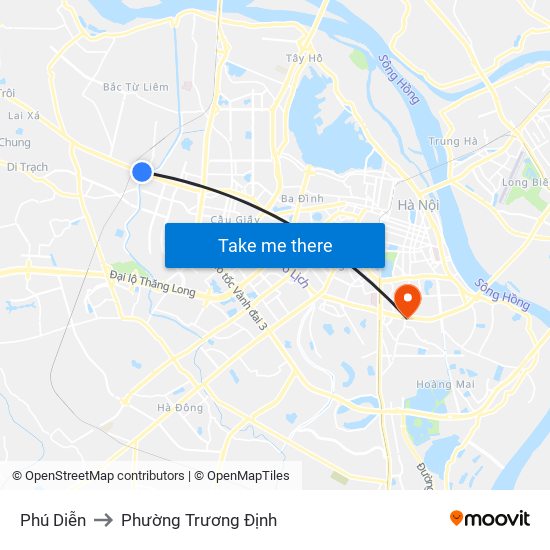 Phú Diễn to Phường Trương Định map