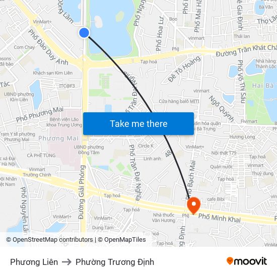 Phương Liên to Phường Trương Định map