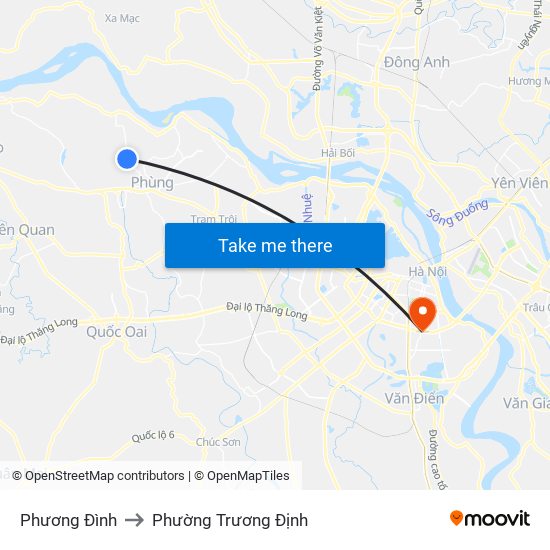 Phương Đình to Phường Trương Định map