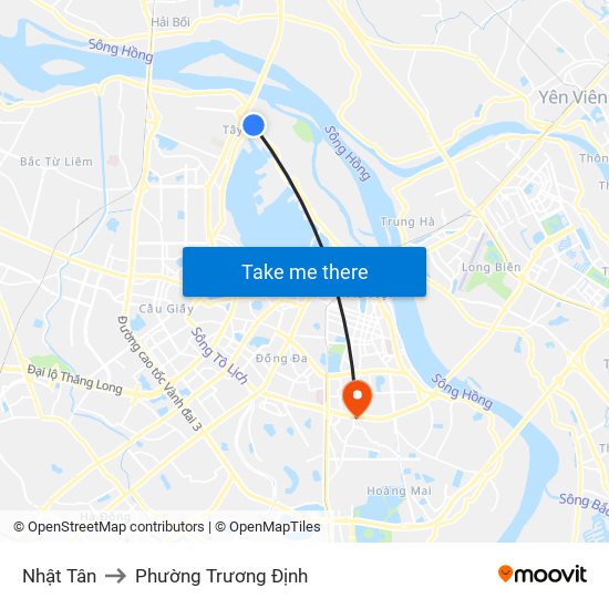 Nhật Tân to Phường Trương Định map