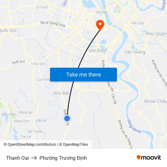 Thanh Oai to Phường Trương Định map