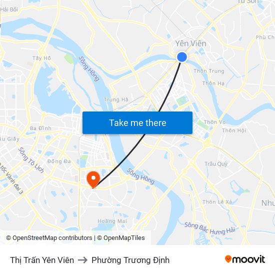 Thị Trấn Yên Viên to Phường Trương Định map