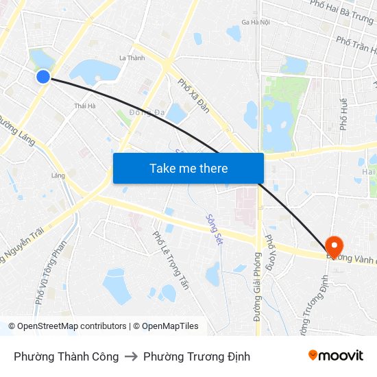 Phường Thành Công to Phường Trương Định map