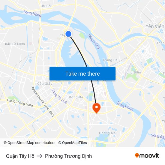 Quận Tây Hồ to Phường Trương Định map