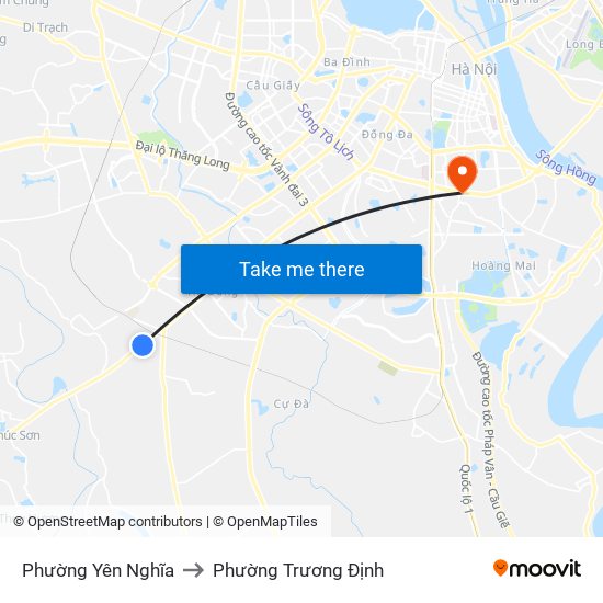 Phường Yên Nghĩa to Phường Trương Định map