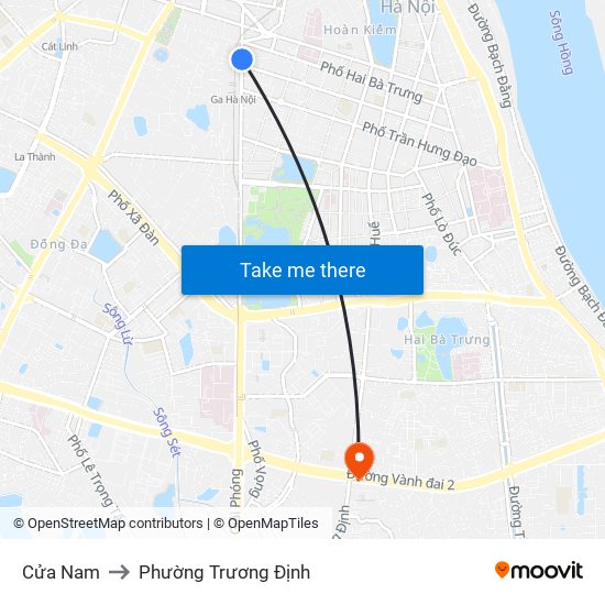 Cửa Nam to Phường Trương Định map