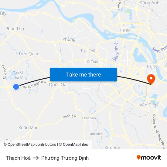 Thạch Hoà to Phường Trương Định map