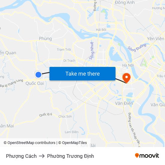 Phượng Cách to Phường Trương Định map