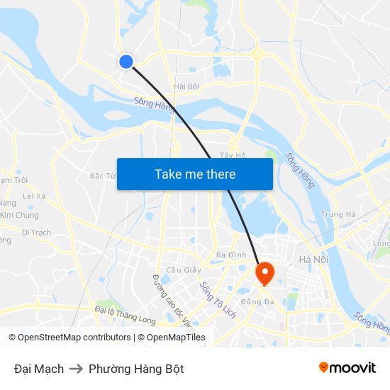 Đại Mạch to Phường Hàng Bột map