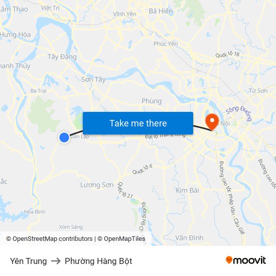 Yên Trung to Phường Hàng Bột map