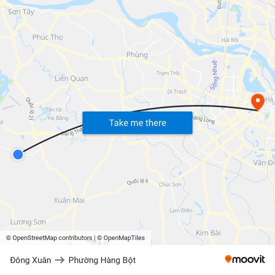 Đông Xuân to Phường Hàng Bột map