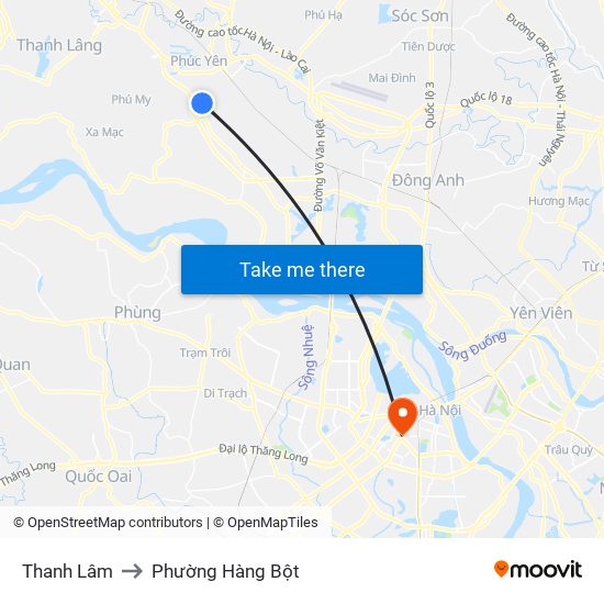 Thanh Lâm to Phường Hàng Bột map