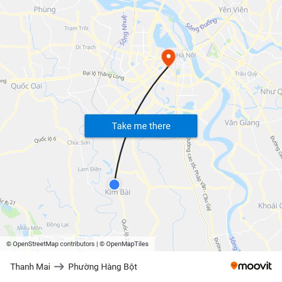Thanh Mai to Phường Hàng Bột map