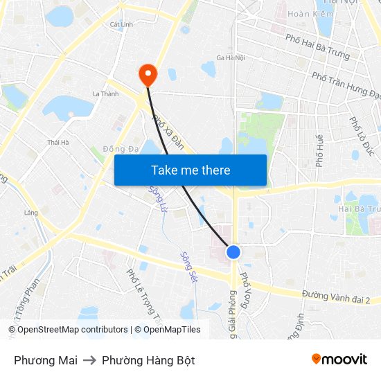 Phương Mai to Phường Hàng Bột map