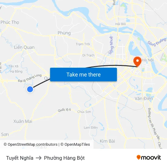 Tuyết Nghĩa to Phường Hàng Bột map