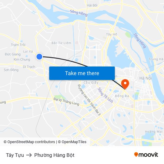 Tây Tựu to Phường Hàng Bột map