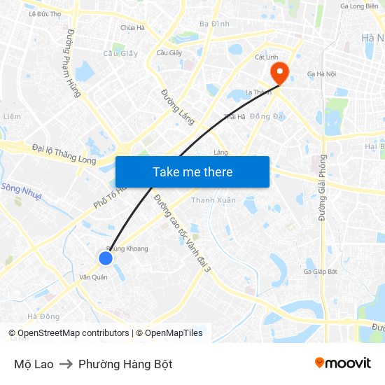Mộ Lao to Phường Hàng Bột map