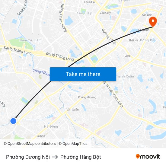 Phường Dương Nội to Phường Hàng Bột map