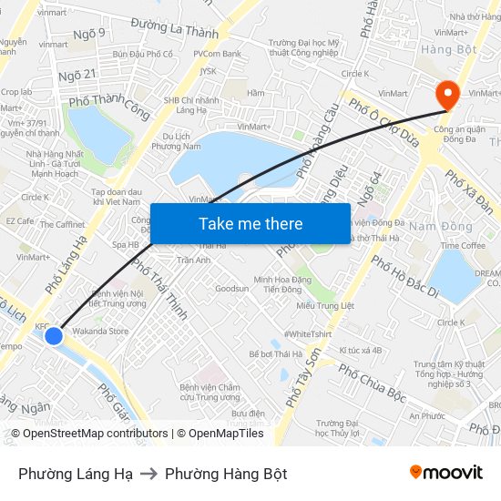 Phường Láng Hạ to Phường Hàng Bột map