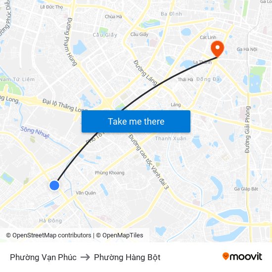 Phường Vạn Phúc to Phường Hàng Bột map