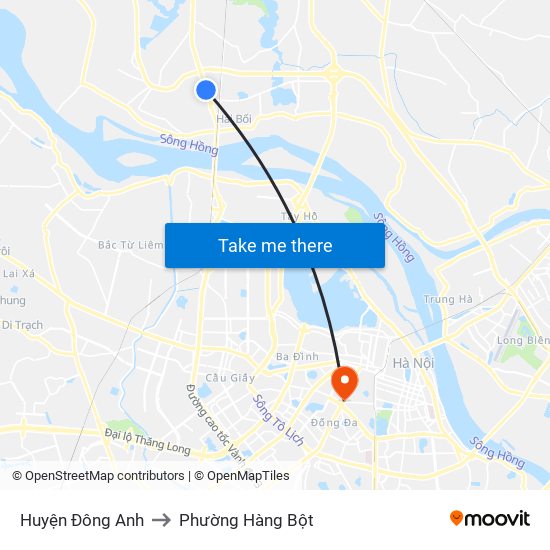 Huyện Đông Anh to Phường Hàng Bột map