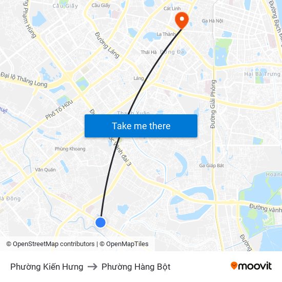 Phường Kiến Hưng to Phường Hàng Bột map