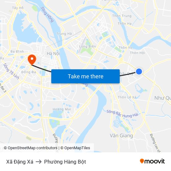 Xã Đặng Xá to Phường Hàng Bột map