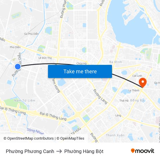 Phường Phương Canh to Phường Hàng Bột map