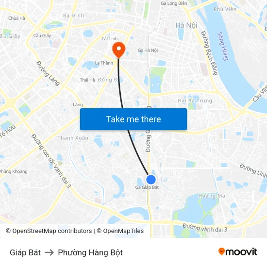 Giáp Bát to Phường Hàng Bột map
