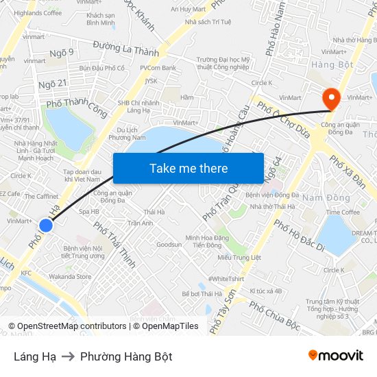 Láng Hạ to Phường Hàng Bột map