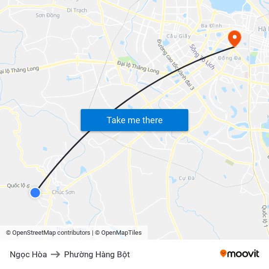 Ngọc Hòa to Phường Hàng Bột map