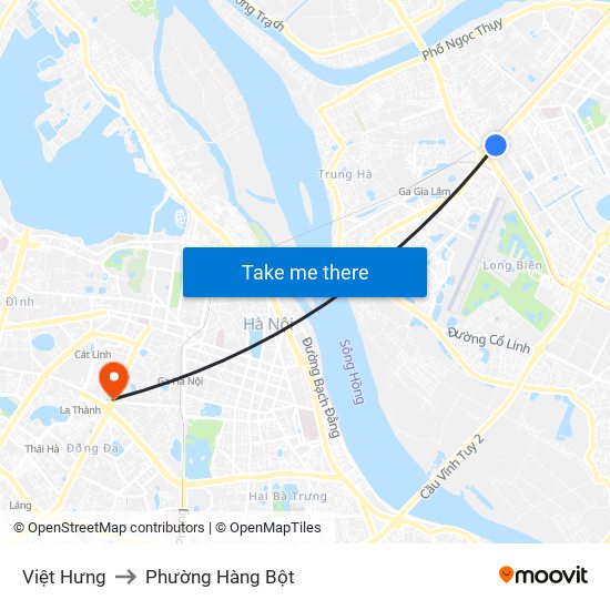 Việt Hưng to Phường Hàng Bột map