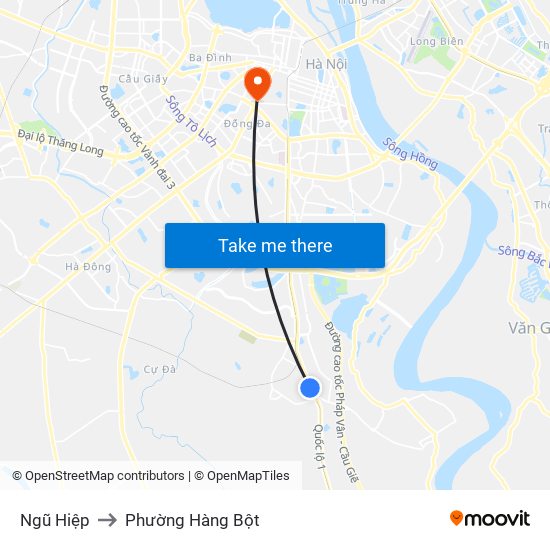 Ngũ Hiệp to Phường Hàng Bột map