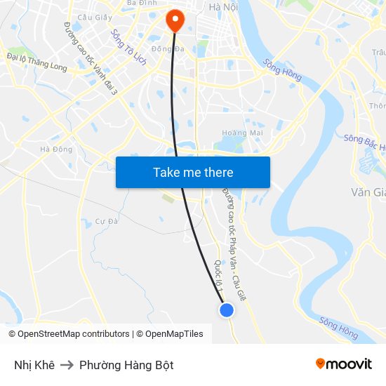 Nhị Khê to Phường Hàng Bột map