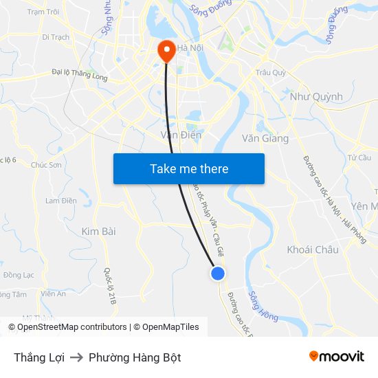 Thắng Lợi to Phường Hàng Bột map